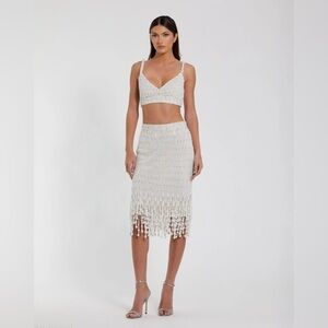 MAC DUGGAL
White Pearl Beaded Bra Top Size XL